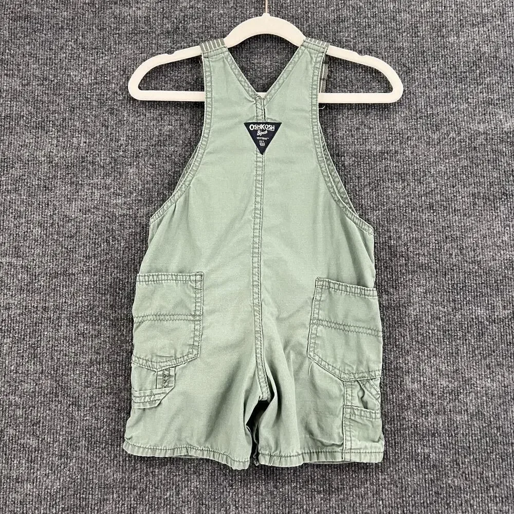 Oshkosh B'Gosh Overalls Shortalls 24 Months Olive Green Carpenter 100% Cotton